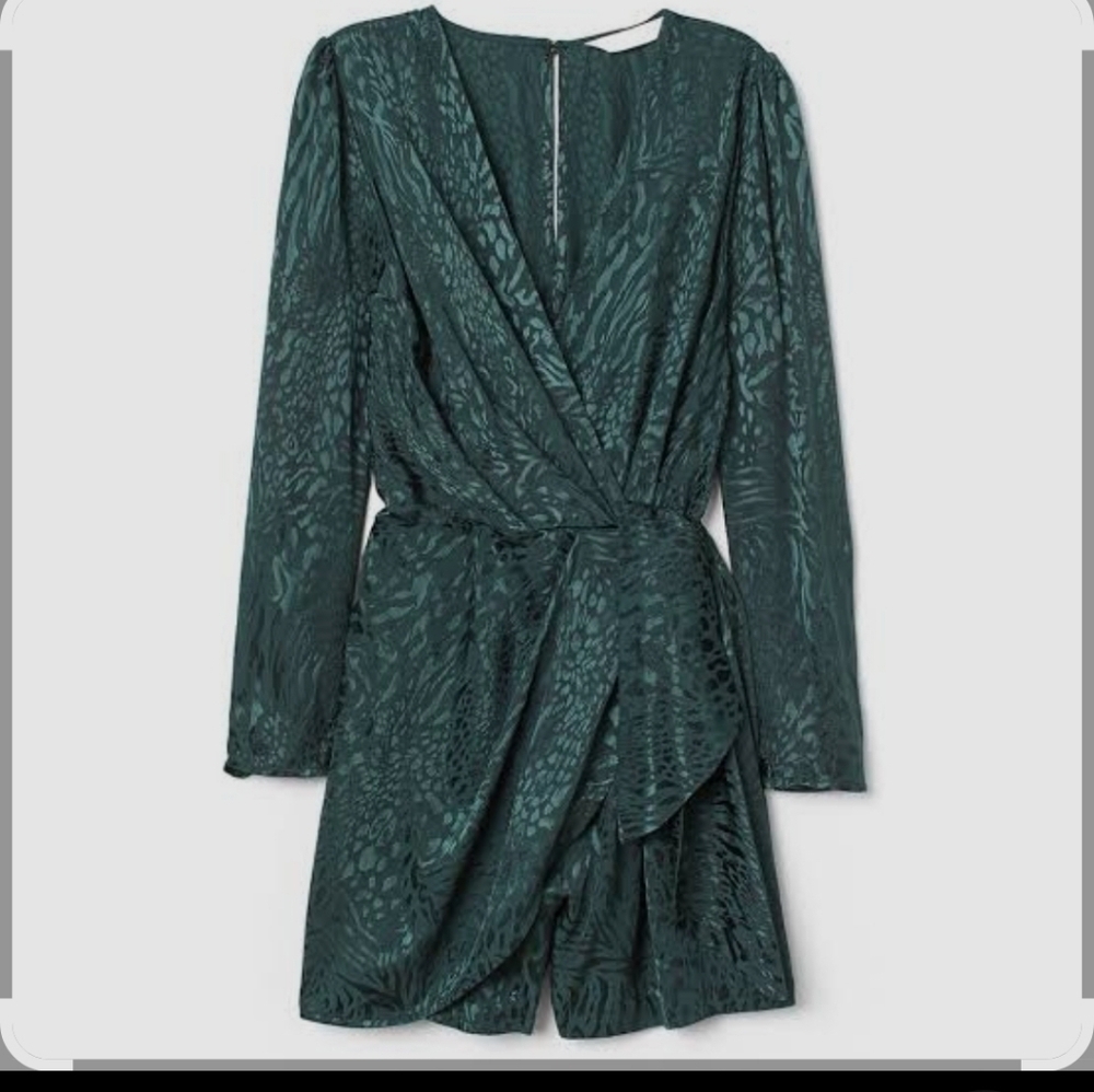 H&M Teal Long Sleeve Wrap Dress - Picture 2 of 8